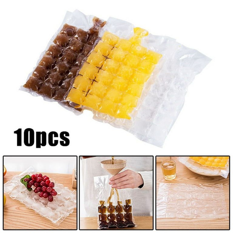 Disposable Ice Cube Bags, Self-Seal Pellet Ice Maker, Disposable Ice Cubes  Trays for Cocktail Wine Fruit Juice, with a Silicone Funnel, 2400 Ice