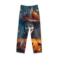 thumbnail image 2 of Vsdgher Modern Style Pumpkin Witch Print Mens Pajama Pants Sleep & Lounge Pants, PJ Bottoms With elastic waistb and Pockets, 2 of 5