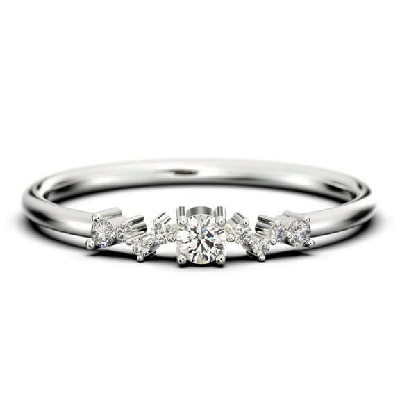 Vintage Looks ZigZag Style Minimalist 0.60 Carat Round Cut Diamond Moissanite Unique Style Engagement Ring, Dainty Ring, Slim Ring, Wedding Ring in 925 Sterling Silver With 18k White Gold Plating