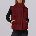 thumbnail image 6 of Xyxonk Womens Oversized Puffer Vest Stand Collar Full Zip Sleeveless Bubble Puffer Vest Quilted Padded Warm Coat Outwear,Deep Red S, 6 of 6