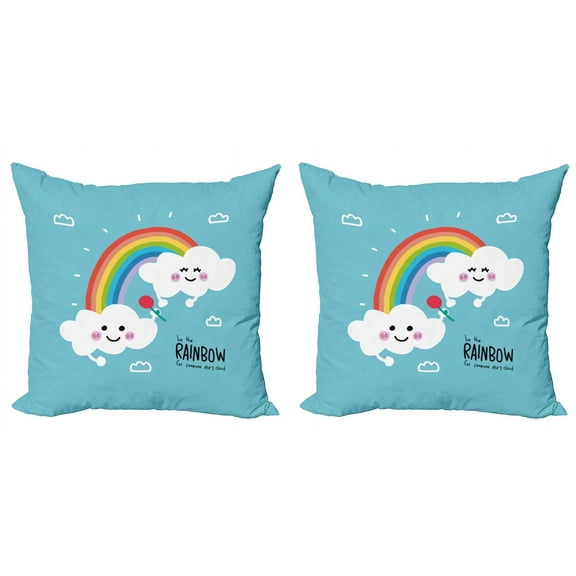 Ambesonne Saying Throw Pillow Cover 2 Pack, Be Rainbow Someone Saying, 16", Pale Sky Blue Multicolor