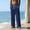 Navy, variant on WIZUTIZ Mens Straight Leg Linen Pants, Striped Loose Elastic Drawstring Waist Summer Lightweight Lounge Beach Trousers