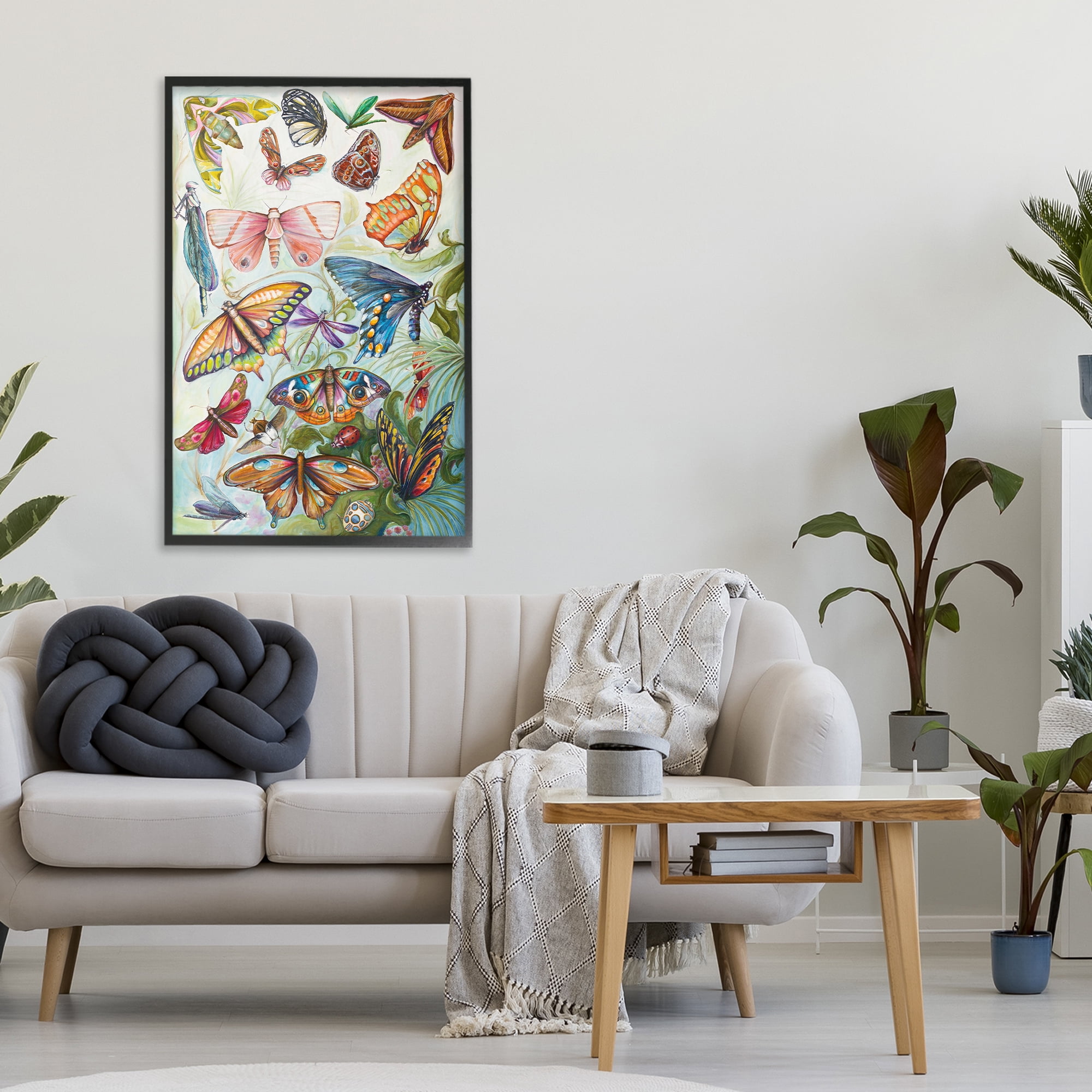 Stupell Industries Colorful Butterfly Conservatory Black Framed Giclee Art, design by Diannart
