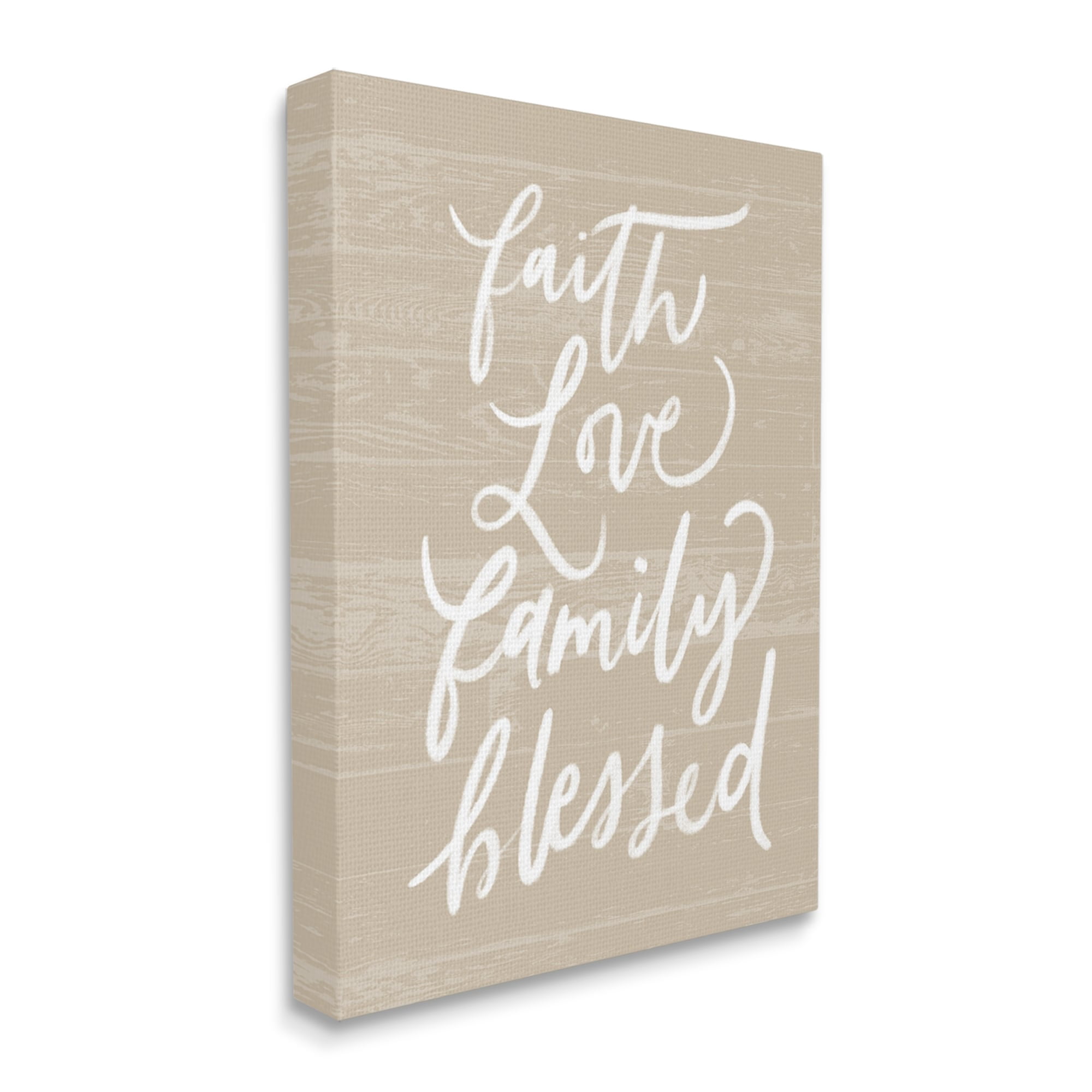 Stupell Industries Faith Love Family Blessed Calligraphy Textured Surface,36 x 48, Design by Doodles.Ink.