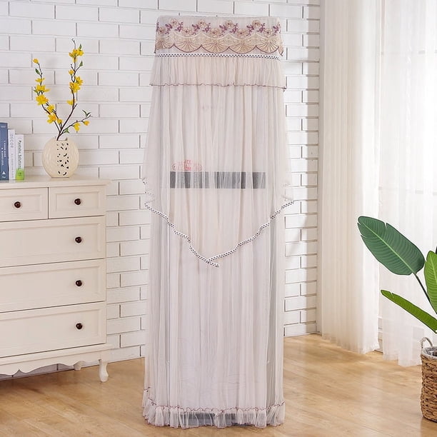 Nvzi 1 pieza nueva cubierta de aire acondicionado vertical con borde de hilo cuadrado con estampado de encaje morado cubierta de aire acondicionado de gabinete 53 * 33 * 175 cm