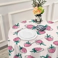 thumbnail image 5 of SKYSONIC 60" Pink Strawberry Round Tablecloth Lace Border Table Cover Thick Wrinkle Resistant Durable for Home Party Decorative Tablecloths Indoor Outdoor, 5 of 7