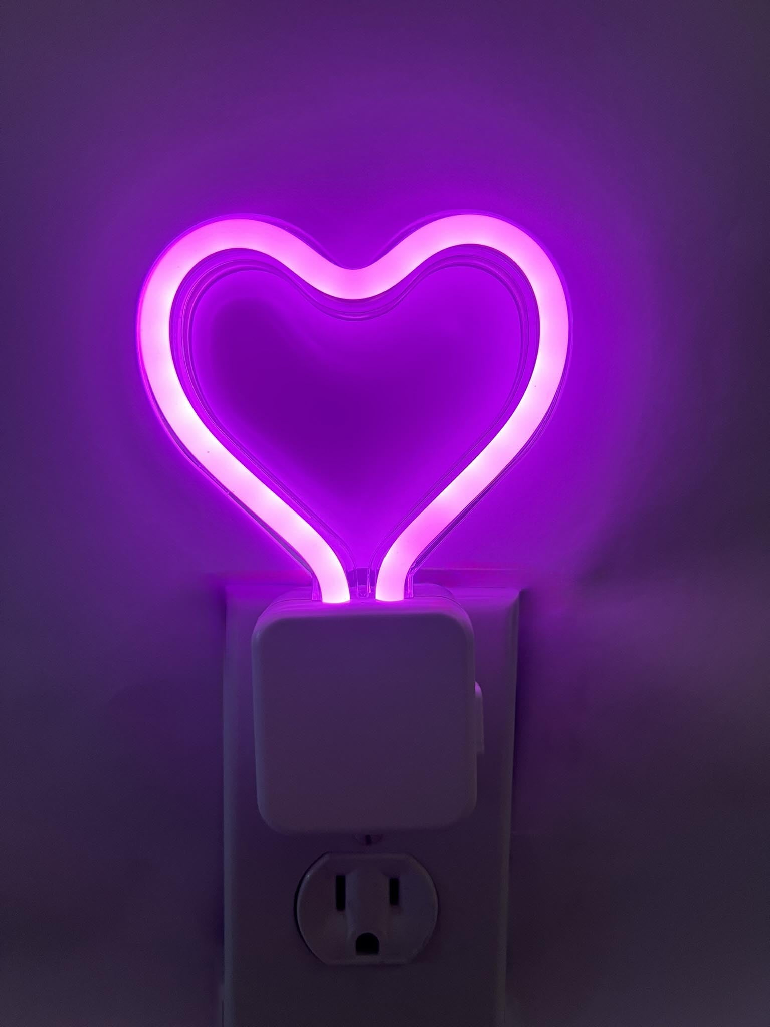 Meridian LED Pink Neon Heart Night Light, 3 Modes, 4.75in by 3.25in