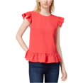 thumbnail image 1 of maison Jules Blusa de punto con volantes para mujer, rosa, pequeña, 1 of 2