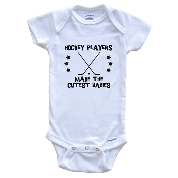 Hockey Players Make the Cutest Babies Funny Hockey Baby Bodysuit, 0-3 months white