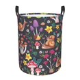 thumbnail image 1 of Balery Mushrooms Snails Butterflies Cesta de ropa redonda con asas, impermeable, independiente, para ropa, juguetes, dormitorio y familia-Small, 1 of 6