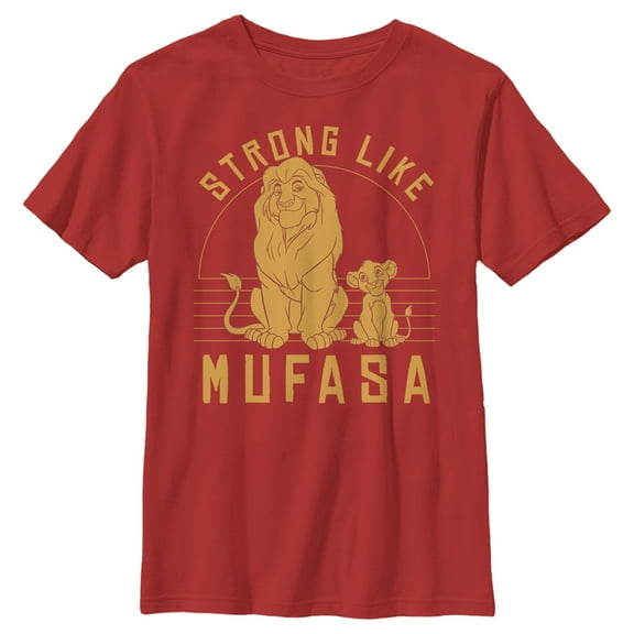 Boy's Lion King Strong Like Father Mufasa  Graphic Tee Red Small