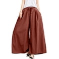 thumbnail image 2 of WIZUTIZ Women's Ice Silk Wide Leg Cropped Pants High Waist Elastic Band Lightweight Breathable Summer Trousers Solid Color Flowy Chic Soft, 2 of 5