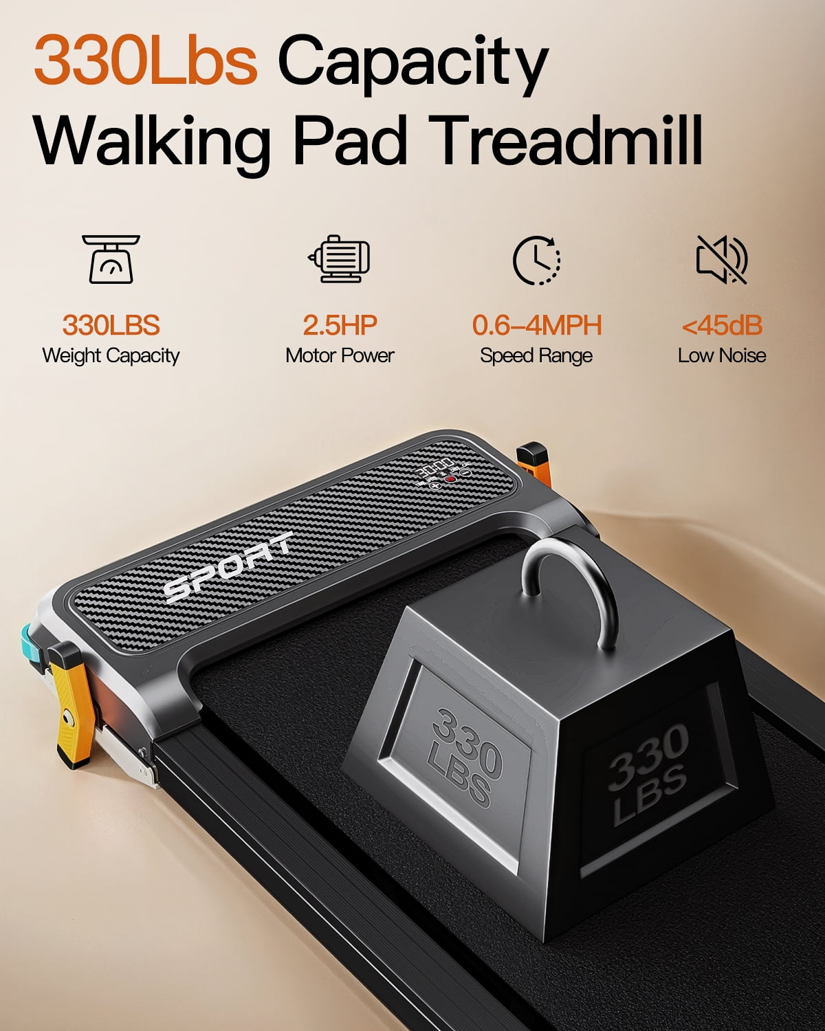 Walking Pad Treadmill with Incline - Dual-Sided Under Desk Treadmill with Foot Massage,2 in 1 Walking Treadmill for Holiday gift, Portable Compact Treadmill with 330LBS Capacity