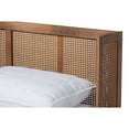 thumbnail image 4 of Baxton Studio Rina Mid-Century Modern Ash Wanut Finished Wood and Synthetic Rattan Full Size Platform Bed with Wrap-Around Headboard, 4 of 5