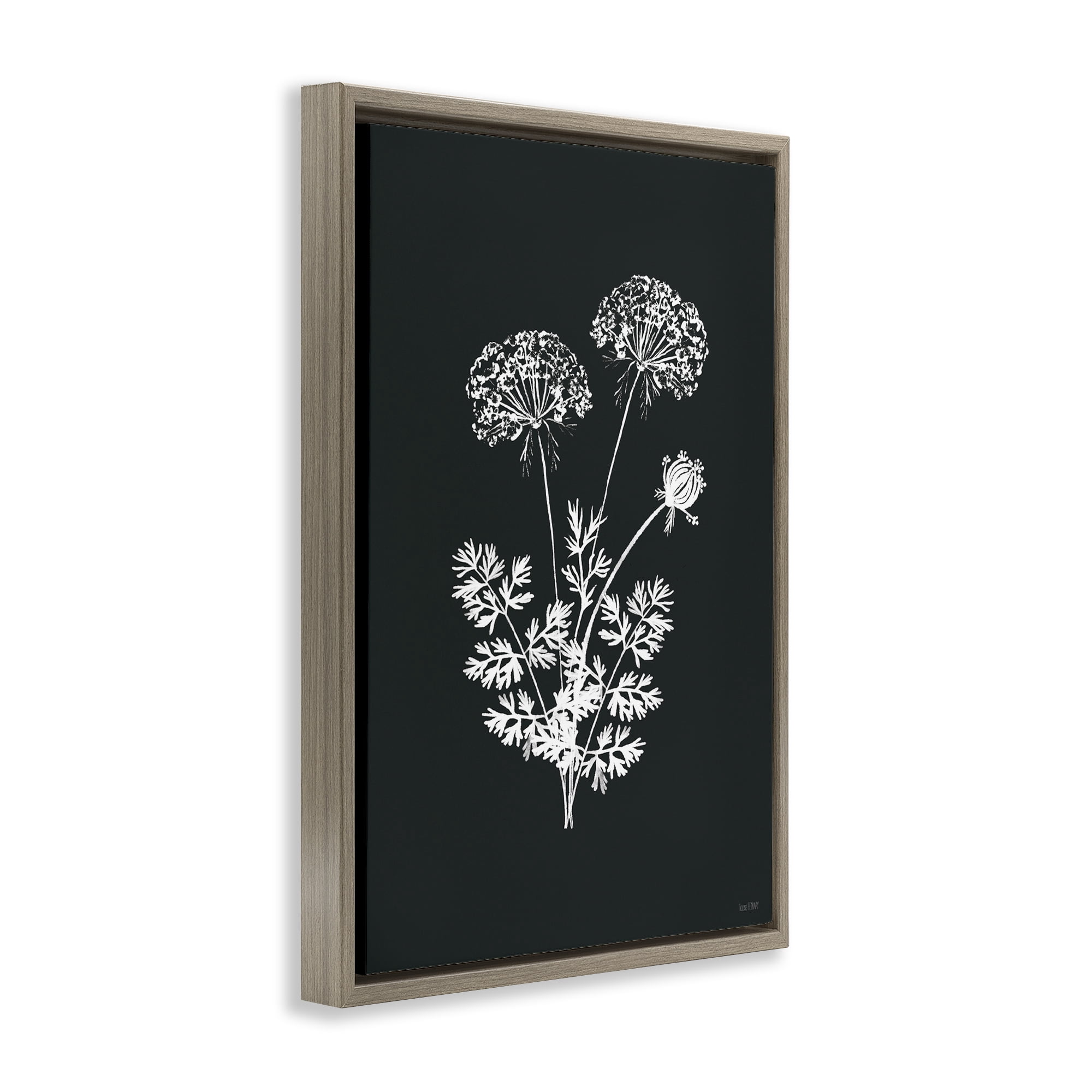 Stupell Industries Black Herb Bunches Botanical & Floral Painting Brown Floater Framed Art Print Wall Art, 17 x 25