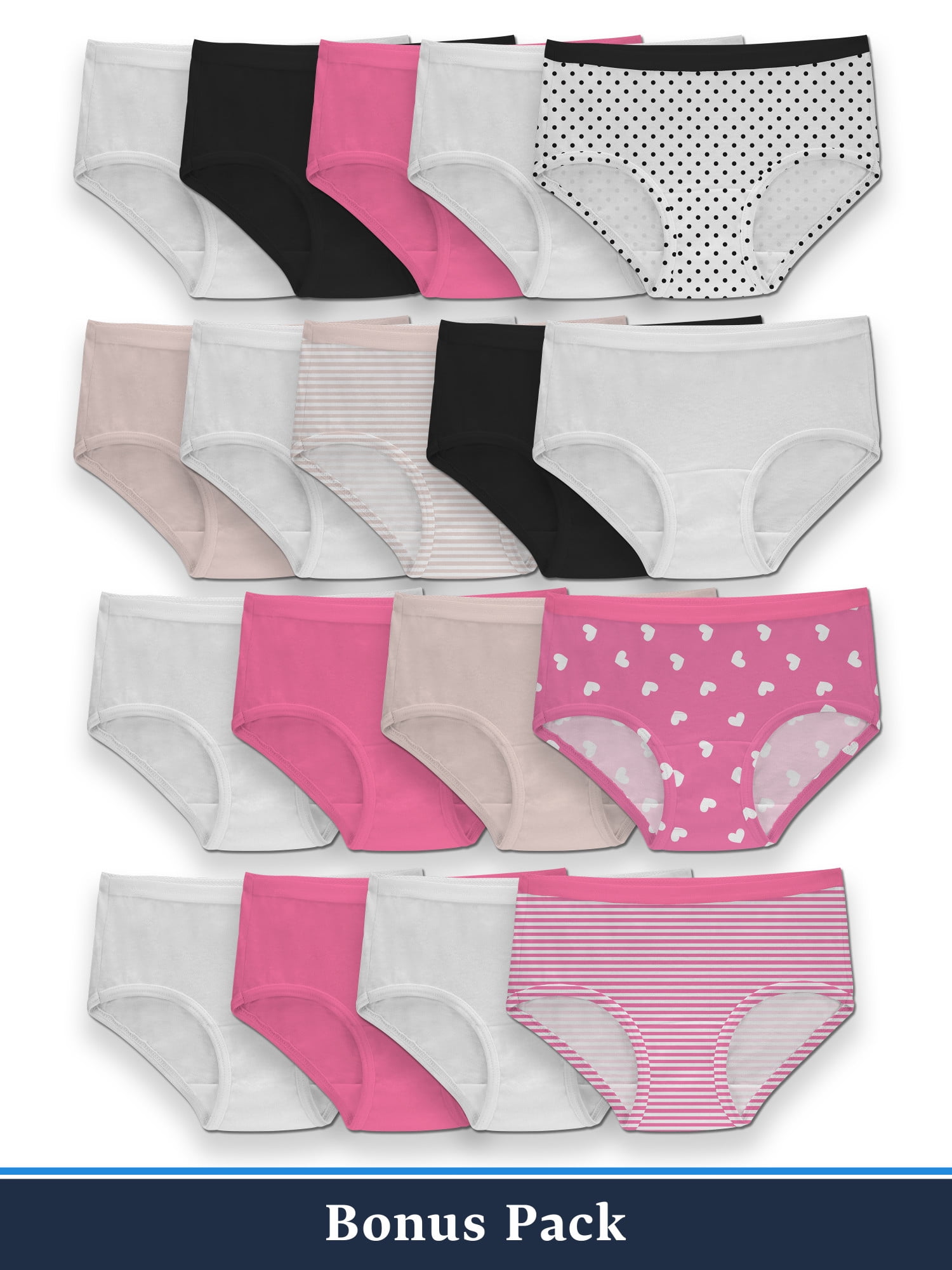 Fruit of the Loom Girls Underwear, 14+4 Bonus Pack Classic Assorted