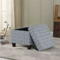 thumbnail image 3 of HomePop Square Storage Ottoman, Indigo Print, 3 of 11