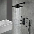 thumbnail image 2 of CASAINC 1-Spray Patterns with 2.5 12 in. Wall Mount Dual Shower Heads with Body Sprays in Matte Black, 2 of 9