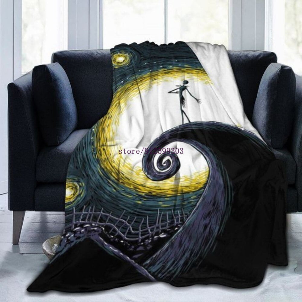 Aiouniya Nightmare Before Christmas Blanket Throw Jack Character Printed Cartoon Bedspread Winter Thin Fleece Flannel Blanket Sofa Bed Other 70x100cm