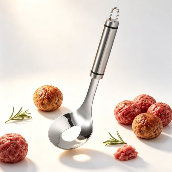 New Stainless Steel Meatball Maker Spoon,304 Stainless Steel Meatball Spoon,Convenient Storage Design Long Handle Spoon for Kitchen.