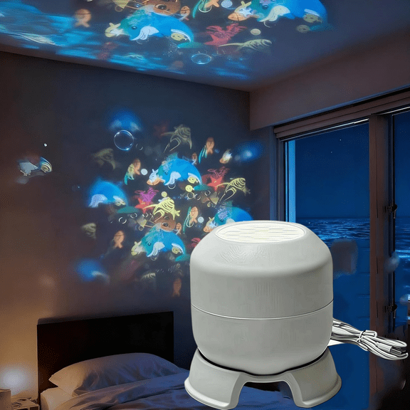 Dynamic Rotating Led Projector Light,360 Rotating Ocean Night Light Projector,Adjustable Brightness,USB Rechargeable Mini LED Wall Projection Lamp for Bedroom Meditation,Relaxation,Bathroom