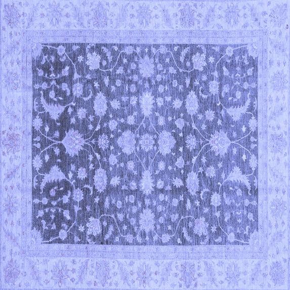 Ahgly Company Machine Washable Indoor Square Oriental Blue Modern Area Rugs, 5' Square