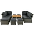 thumbnail image 4 of Hommoo 9 Piece Patio Furniture Set Outdoor Wicker Rattan Conversation Sectional Sofa Set with Foldable Table and Ottomans, Dark Gray, 4 of 9