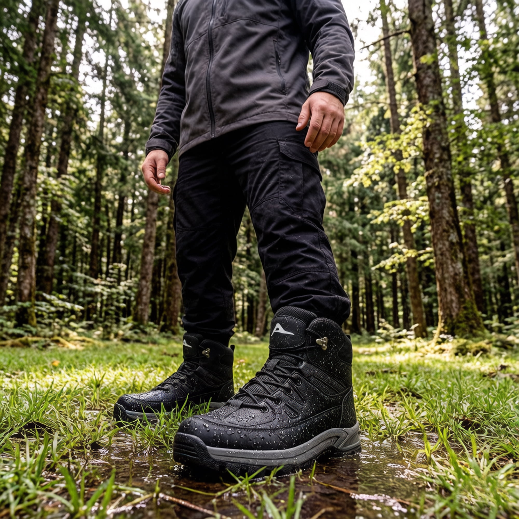 MeMoride Men's Waterproof Hiking Boots Outdoor Mid Trekking Lightweight Mountaineering Shoes