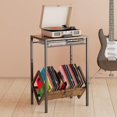 thumbnail image 1 of GILLAS Mueble para Tocadiscos, Organizador de Reproductor de Discos, Mueble para Vinilos, Mesa Soporte para Tocadiscos &Aacute;lbumes, Libros, Organizador Porta de Discos de Vinilo Capacidad de 10, 1 of 7