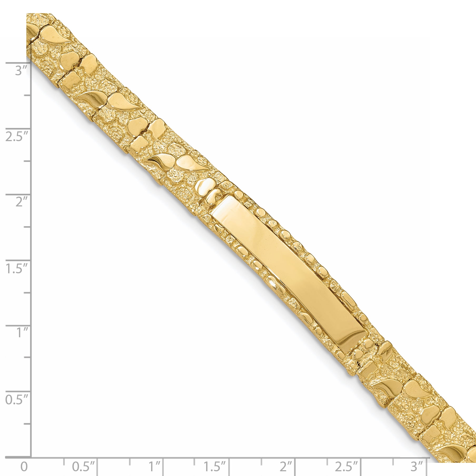 Primal Gold 14 Karat Yellow Gold 10.0mm Nugget ID Bracelet