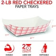 thumbnail image 2 of Medium Paper Food Boats (250 Pack) – 2 lb Disposable Red & White Checkered Paper Trays, Eco-Friendly Serving Boats for Concession Food, Condiments & Nachos, 4.5" x 2.75, 2 of 11