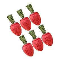 6pcs Small Animal Toys for Hamster with Teeth Health Benefits in Red Hay Strawberry Shape Chewing