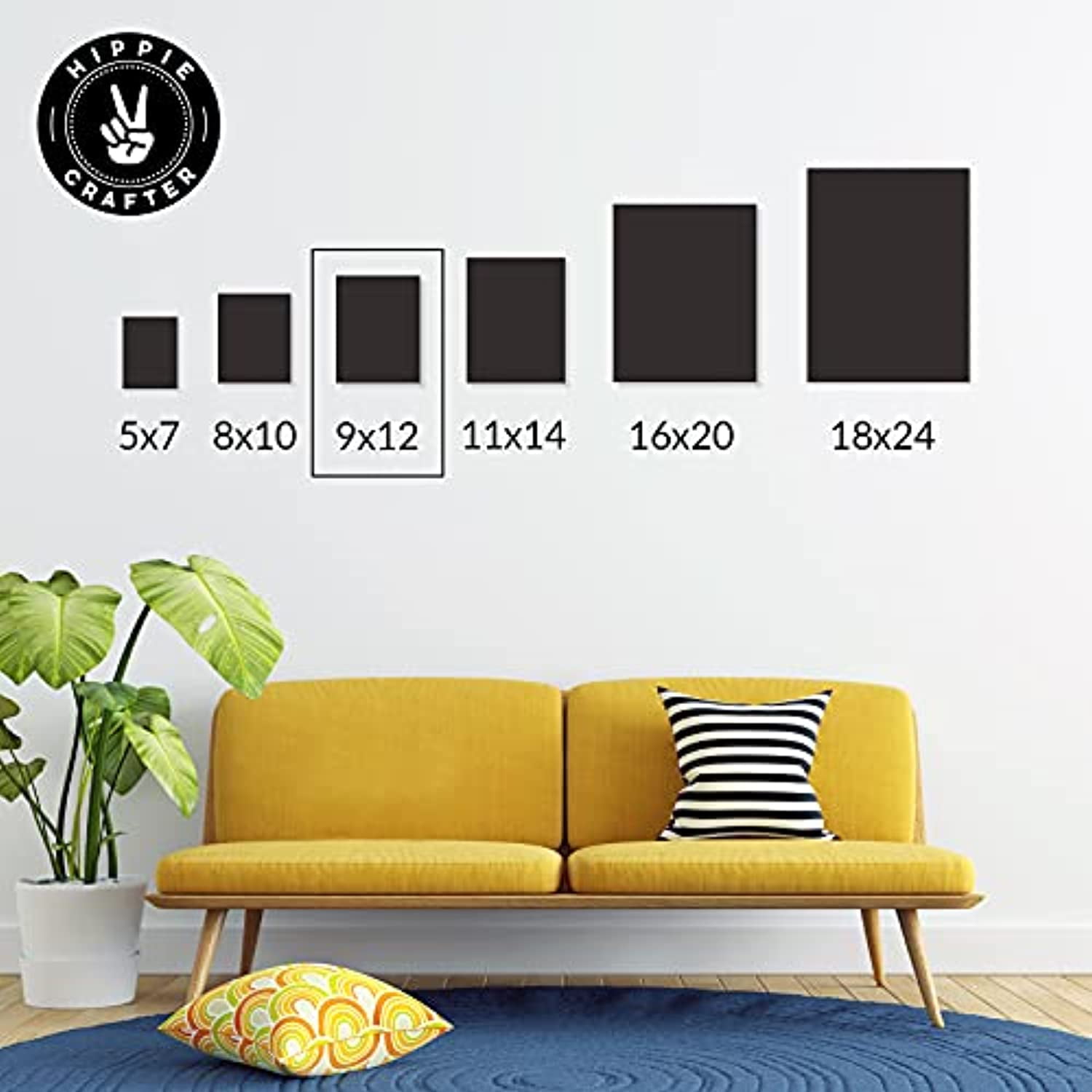 Hippie Crafter 10 Pack Black Stretched Canvas for Painting Adult 9x12 Blank Art Canvases for Paint