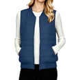 thumbnail image 2 of DailyTrove Women Ribbed Baseball‑Collar Horizontal‑Quilted Sleeveless Vest, Casual Layering Gilet, 2 of 9