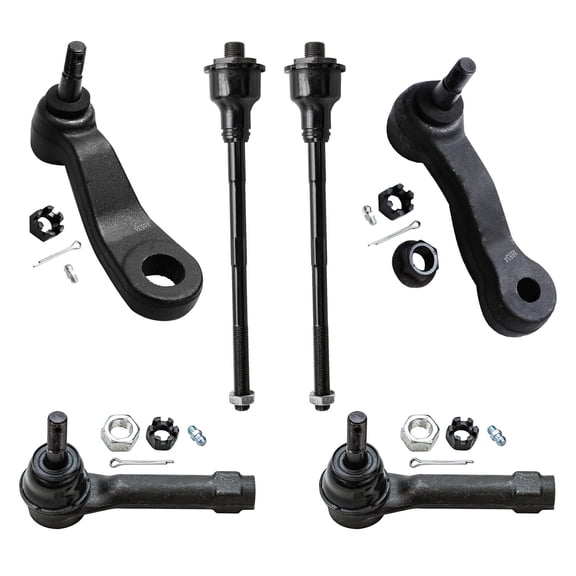 Detroit Axle - Front 6pc Tie Rods Kit for Chevy Silverado GMC Sierra Avalanche Suburban Yukon XL 1500 Tahoe Cadillac Escalade ESV EXT, 4 Tie Rod Ends 1 Idler Arm 1 Pitman Arm Replacement