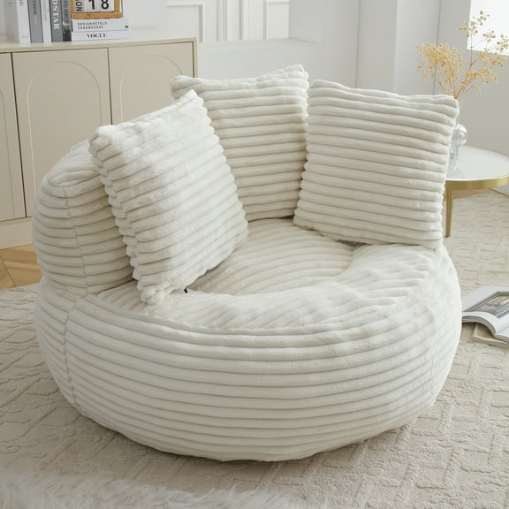 Eyisean 45" Corduroy Giant Bean Bag Chair, Comfy Lazy Sofa with Armrests & 3 Pillows, Oversized Bean Bag Couch with Deep Seat, Lounge Floor Sofa for Adults, Living Room, Bedroom Reading