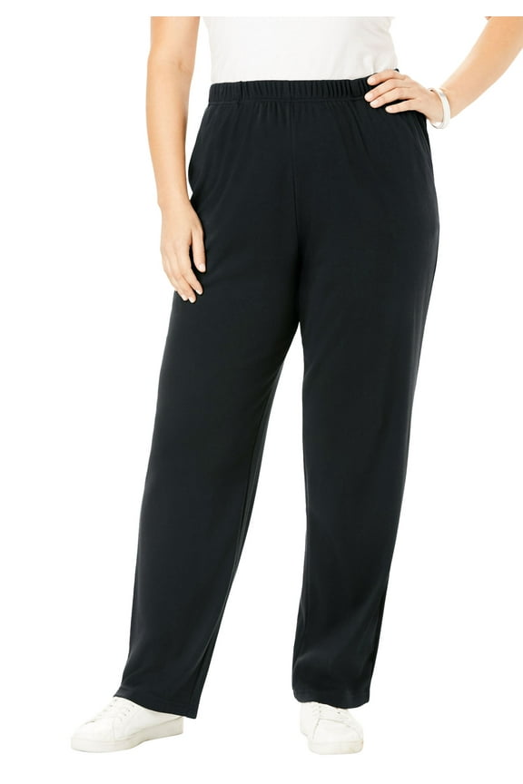 Women's Plus Size Petite Plus Size Soft Knit Relaxed Pull-On Straight Leg Pant