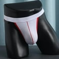 thumbnail image 2 of LNWUY Men's Jockstrap Colorblocking Underwear Breathable Low Waist Athletic Leather Underpants White XXXL, 2 of 3