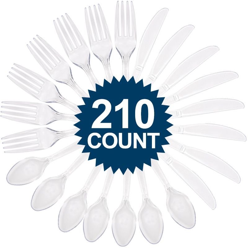 Clear Forks, Knives and Spoons (210 Count)