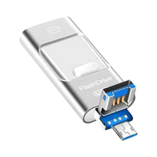 Unidad flash USB portátil para iPhone, iPad y disco USB OTG de metal 3 en 1 de 8 GB.