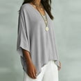 thumbnail image 5 of VBVC Women's V Neck Cotton Linen Blouse , Ladies' Batwing Sleeve Tunic Tops , Summer Lightweight Flowy Shirt For Women, Gray , S-3XL, 5 of 7
