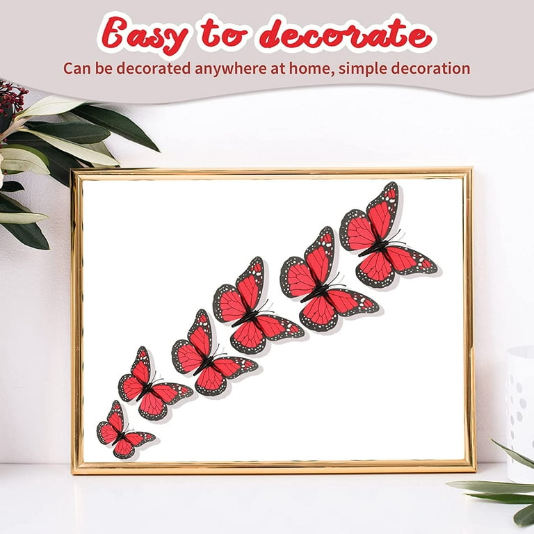 10pcs 3D Monarch Butterfly Sticker Fake Butterflies for Crafts Artificial  Butterfly Wall Decor for Home Bedroom Wedding Party