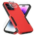 thumbnail image 1 of Xhy iPhone 14 Pro Case with Screen and Lens Protector 2 in 1 Double Layer Rugged Drop Resistant Military Grade Full Body Protection Durable Detachable for iPhone 14 Pro 6.1 inch 2022 Phone -Red Black, 1 of 7