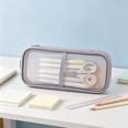 thumbnail image 5 of Portable Pen Case Transparent Mesh Storage Bag,Grid Mesh Pen Pencil Bag with Zipper Clear Makeup Color,Pen Pouch Office Organizer Box For Adluts,Teen 8.66*4.33IN Gray, 5 of 8