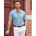 thumbnail image 4 of COOFANDY Men's Polo Shirts Stretch Casual Quarter Zip Pique Polo T Shirts Quick Dry Polo Shirt, 4 of 7