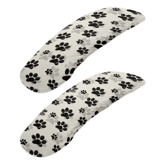SCRAWLGOD Paws Black Beige Set of 2 Office Chair Arm Slipcovers Dustproof Non-Slip Rotating Chair Armrest Cover Crease Resistant Desk Chair Arm Rest Protector