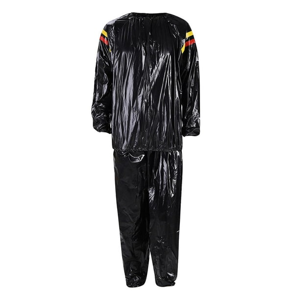 Traje de sauna de fitness, traje de sudor, chándal de cuerpo completo para mujeres y hombres que corren para hacer ejercicio XXXL Negro