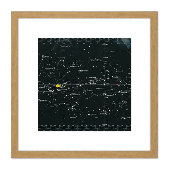 Space CSM-TEC Apollo 11 Star Chart Map Galaxy 8X8 Inch Square Wooden Framed Wall Art Print Picture with Mount