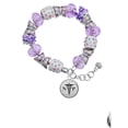 thumbnail image 2 of Delight Jewelry Silvertone Domed Black NP Purple Butterfly Bead Charm Bracelet, 7"+1" Extender, 2 of 5