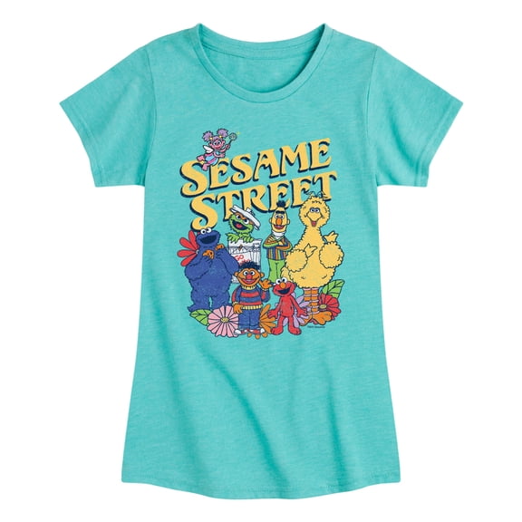 Sesame Street - SS Group Flowers - Youth Girls Short Sleeve T-Shirt